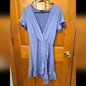 As U Wish, Women's Blue/Periwinkle Ruffle Mini Dress